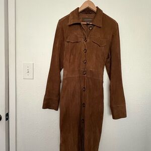 Banana Republic Brown Suede Button-Front Trench Coat